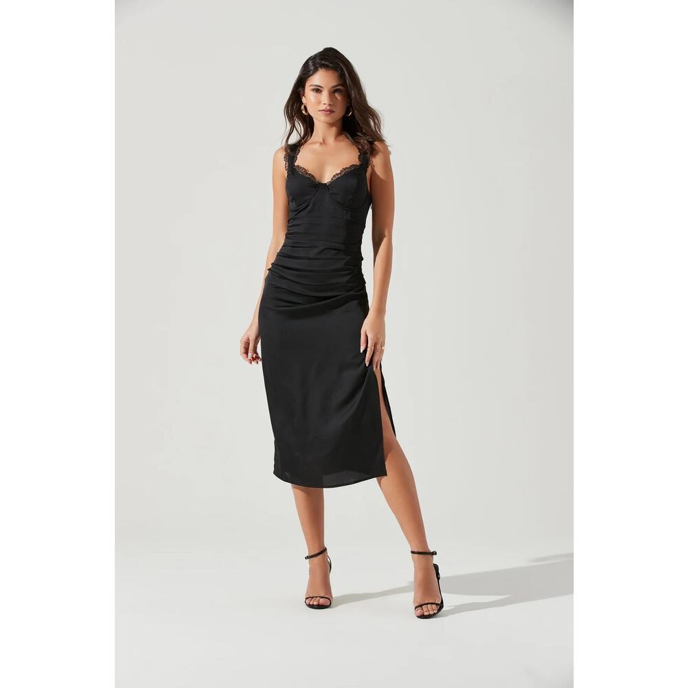 Elegant Black Lace Trim Dress